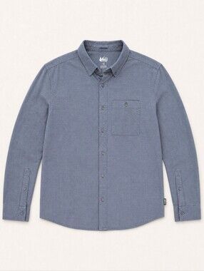 REI Slate Gray Long-Sleeve Casual Button-Down Shirt